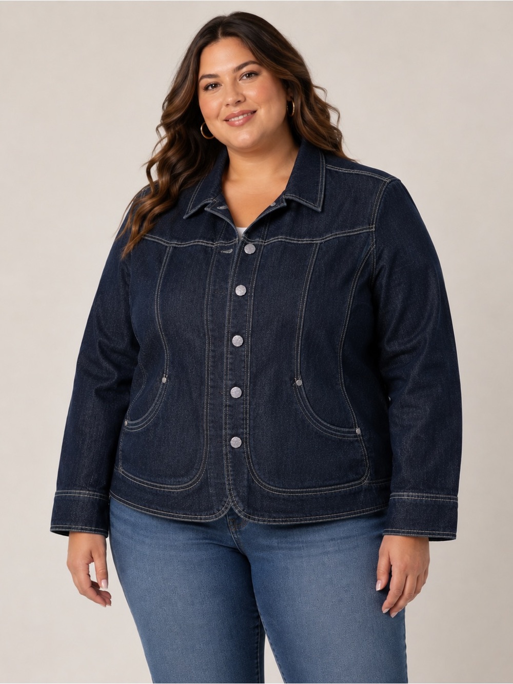 Christiana Zinn Women’s Dark Wash Denim Jacket Blazer Plus 3X
